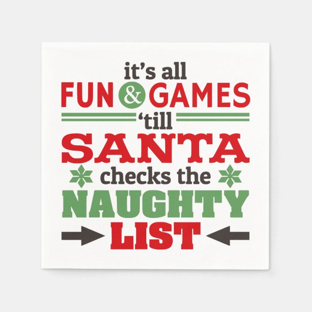 Lusnyj Jul Hälsning Typografi i Röd/Grönt Pappersservett (Framsidan)