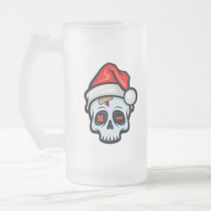 Lusnyj Jul Skull, Tecknad Stil Frostat Ölglas