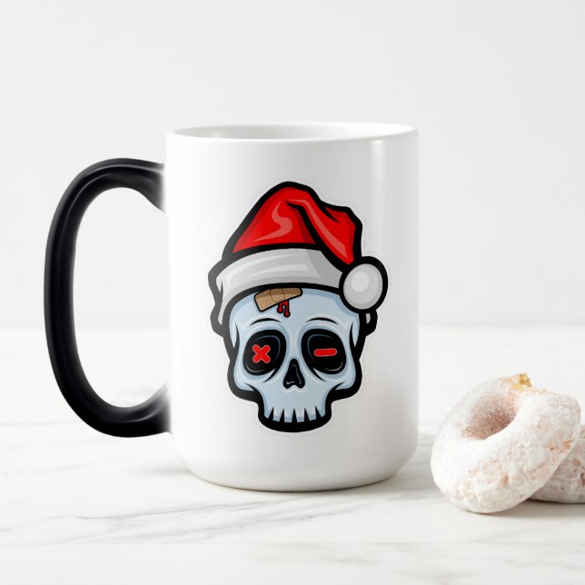 Lusnyj Jul Skull, Tecknad Stil Magisk Mugg (Med munk)