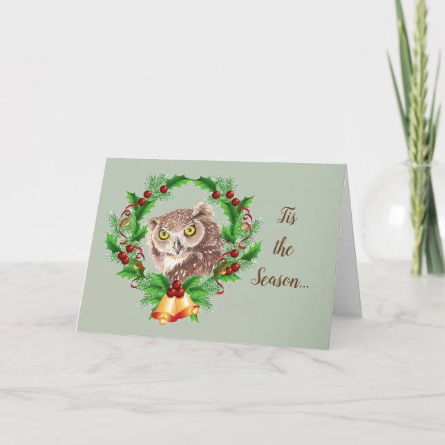 Lusnyj jul Uggla med Attitude Bird Humor Helgkort (Framsida)