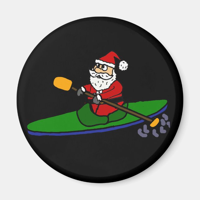 Lusnyj Jultomten Kayaking-Tecknaden Magnet (Framsidan)