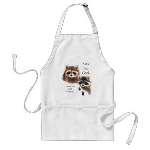 Lusnyj, Kiss the Cook Cute Raccoon Humor Quote Förkläde