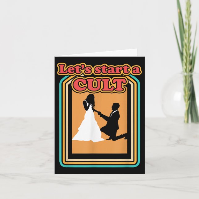 Lusnyj låt oss börja Cult Married Bröllop Groom Br Kort (Framsida)