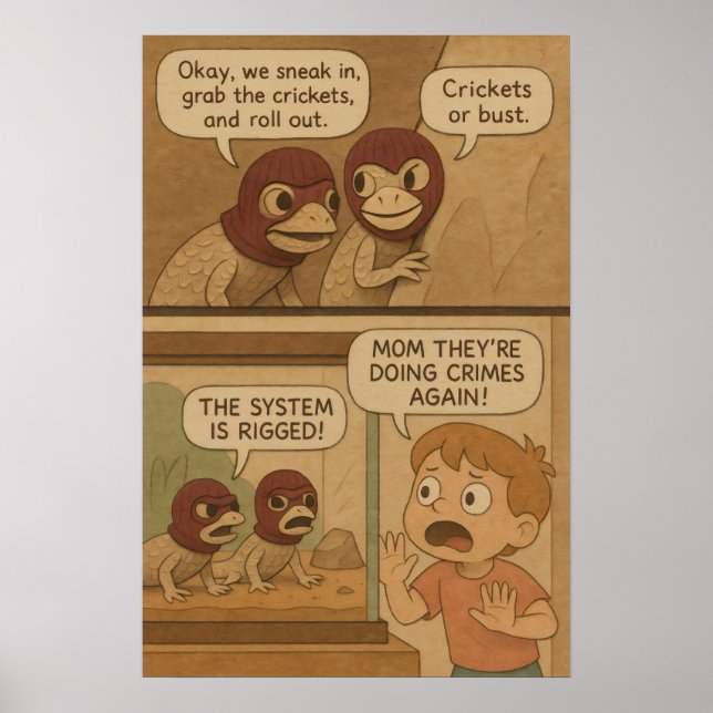 Lusnyj Lizard Crime Heist Tecknad - Cricks eller B Poster (Framsidan)