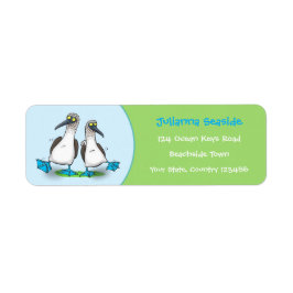 Lusnyj, lycklig-blåsostad bobidans tecknad returadress etikett