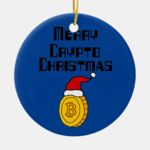 Lusnyj Merry Crypto jul Bitcoin i julhatt Julgransprydnad Keramik