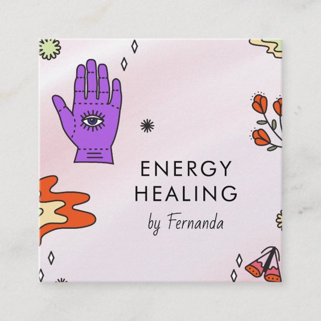 Lusnyj Mystic Mönster Energy Healing Psychic Witch Fyrkantigt Visitkort (Framsida)