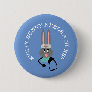 Lusnyj Nurse Stethoscope Bunny Button Knapp