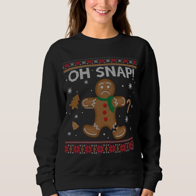 Lusnyj Oh Snap Gingerbröd Ugly jul Sweater T Shirt (Framsida)