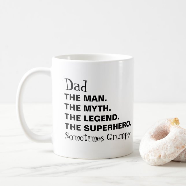 Lusnyj Pappa man Myth Legend Grumpy Typography Kaffemugg (Med munk)