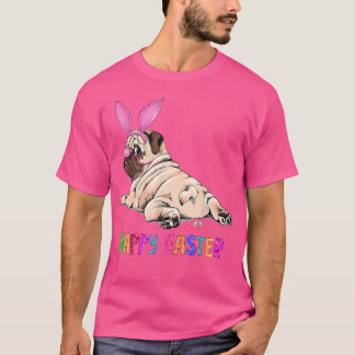 Lusnyj Pug Hund Bunny Påsk Bollar Ägg faller bort  T Shirt