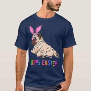 Lusnyj Pug Hund Bunny Påsk Bollar Ägg faller bort T Shirt