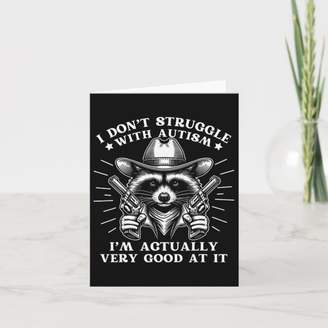 Lusnyj "Racoon Meme Tism Autism Awareness Gra Kort (Framsida)