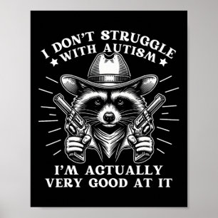 Lusnyj "Racoon Meme Tism Autism Awareness Gra Poster