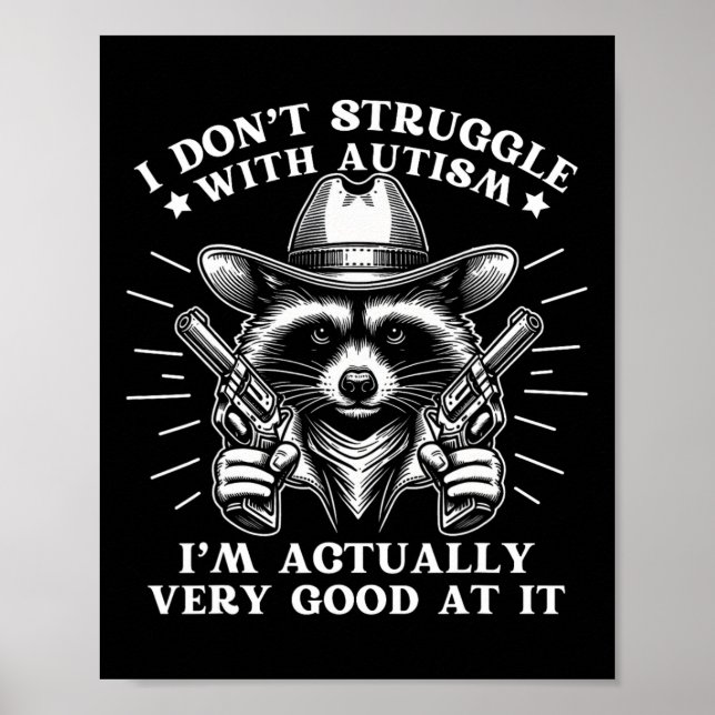 Lusnyj "Racoon Meme Tism Autism Awareness Gra Poster (Framsidan)