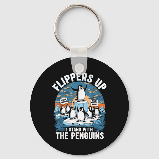 Lusnyj Resistens Penguins protest mot tariffer Nyckelring (Framsida)