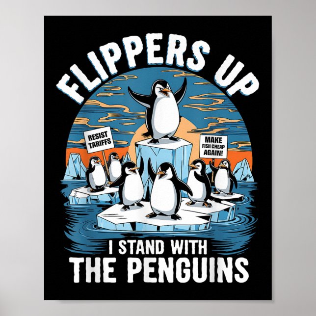 Lusnyj Resistens Penguins protest mot tariffer Poster (Framsidan)