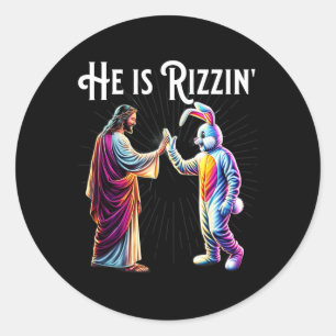 Lusnyj Rizz är Rizzin Jesus fem Påsk Bun Runt Klistermärke