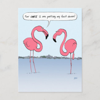 Lusnyj Rosa Flamingos-Tecknad som sätter min fot n Vykort