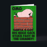 Lusnyj, rude Santa Helgkort<br><div class="desc">Lustigt,  rude julkort för vuxnor som vill ha roligt och rude julkort. Särskilt om de roliga julkorten hänvisar till storleka på tomtens säck.</div>