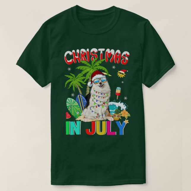 Lusnyj Samoyed i Santa Hat Sunglasses jul i jultom T Shirt (Design framsida)
