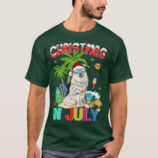 Lusnyj Samoyed i Santa Hat Sunglasses jul i jultom T Shirt
