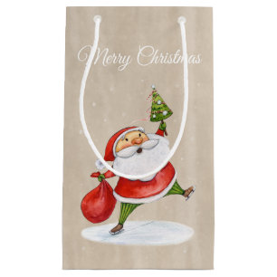 Lusnyj Santa med Julgran Watercolor
