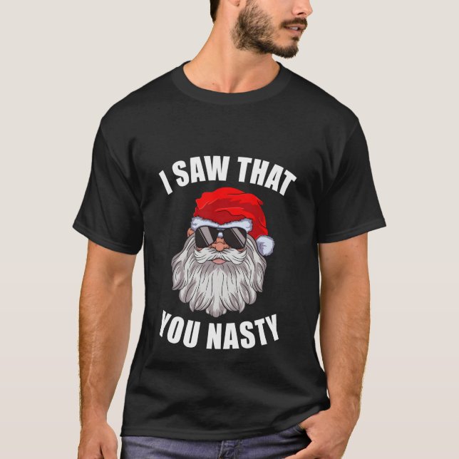 Lusnyj Santa Ugly God Jul Sweater Julafton jag såg T Shirt (Framsida)