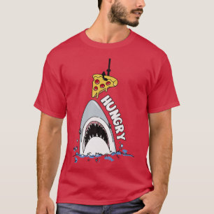 Lusnyj Shark Hungrig Shark med Pizza T Shirt