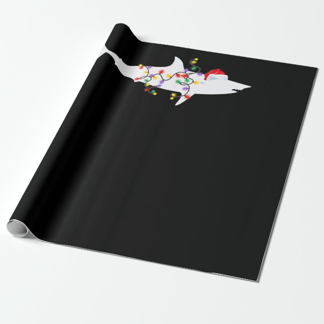 Lusnyj Shark jul Ljus Santa Hat Julafton Gift Presentpapper (Utrullad)
