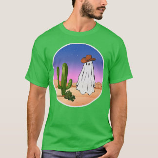 Lusnyj Spooky Cowboy Ghost i Western Desert Scene T Shirt
