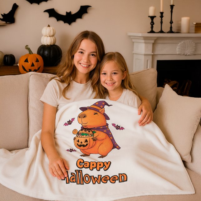 Lusnyj Spooky Cute Gift Cappy Halloween Capybara Fleecefilt (Skapare uppladdad)