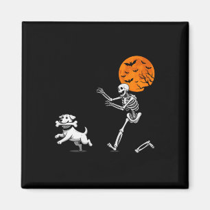Lusnyj Spooky Humor Halloween Skeleton Chasing Hun Magnet