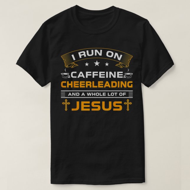 Lusnyj Springa på kaffe Jesus Cheerlead för Cheer  T Shirt (Design framsida)