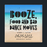 Lusnyj Sprit Food Bad Dance Moves Beach Wedding Magnet<br><div class="desc">Beach bröllop gynnar magneter i en "Sprit,  mat och dåliga dansrörelser"-design. Anpassa med namn,  datum och plats för bröllop. Kan användas för att spara datumet eller en bröllopsförmån. Besök vår butik för att se vilka produkter som samordnar sig i den här designen.</div>