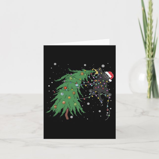 Lusnyj svart tomten som snurrade upp i Julgran Kort (Framsida)