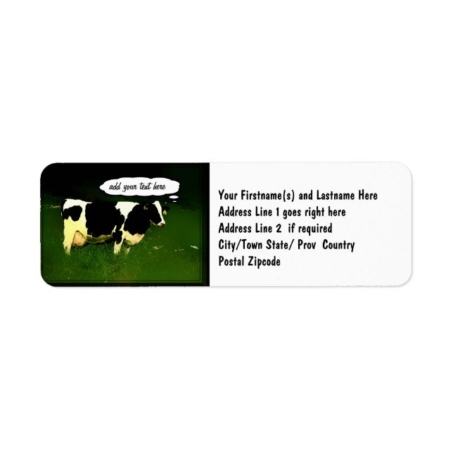 Lusnyj tänkande Cow Returadress Etikett (Framsidan)