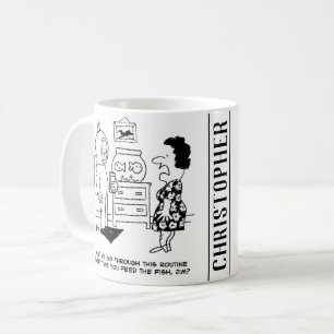 Lusnyj Tecknad med Man som Matar Goldfish Kaffemugg