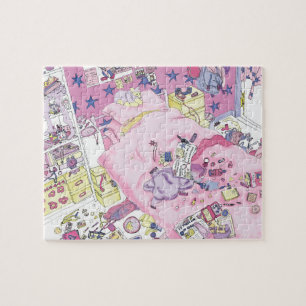 Lusnyj Teenager Girls Messy Bedroom Cute Rosa Art Pussel