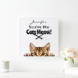 Lusnyj Tiger Tabby katt Wall Clock Fyrkantig Klocka