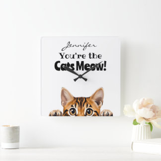 Lusnyj Tiger Tabby katt Wall Clock Fyrkantig Klocka
