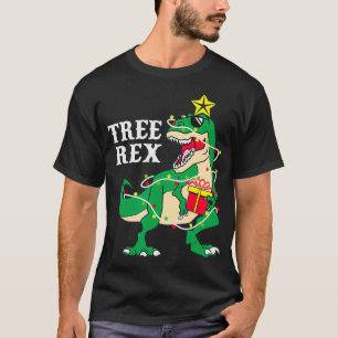 Lusnyj Träd Rex med jul Ljus Dinosaur Chri T Shirt