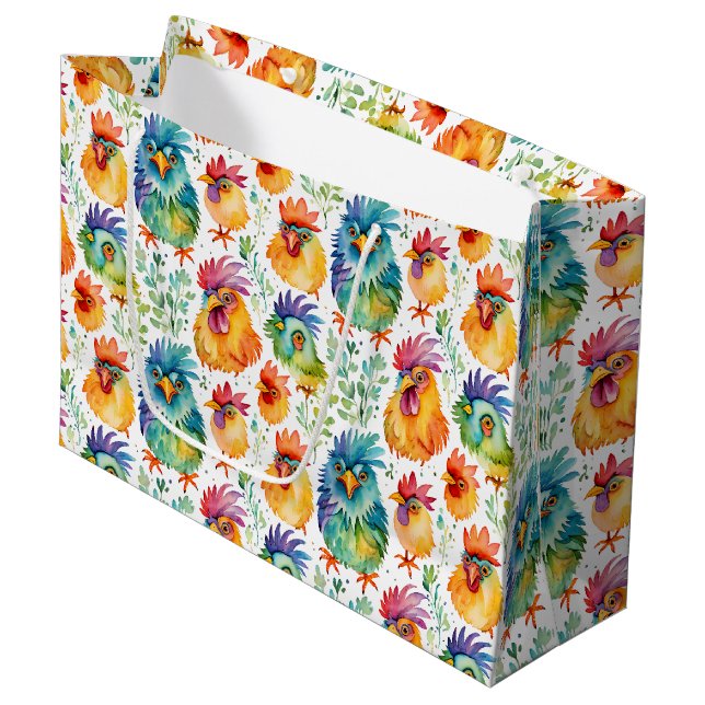 Lusnyj Whimsical Chickens Colorful Birthday (Framsidan Vinklad)