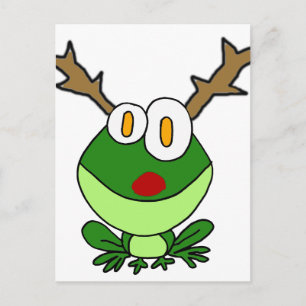 Lusnyjul Frog as Reindeer Helg Vykort