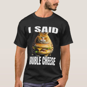 Lusnykatt med Hamburger sa jag Dubbla Cheese Cat T Shirt