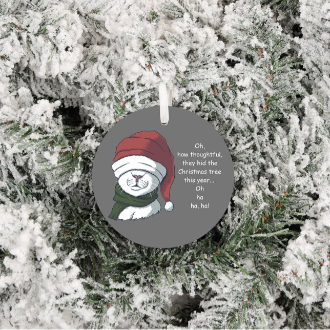 Lusnykatt med Sarkastic Julgran Humor Julgransprydnad Keramik (Skapare uppladdad)