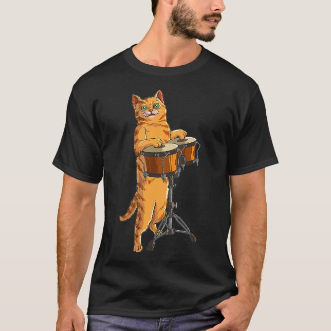 Lusnykatt uppspelning av Bongo Coola Percussion Gi T Shirt (Framsida)