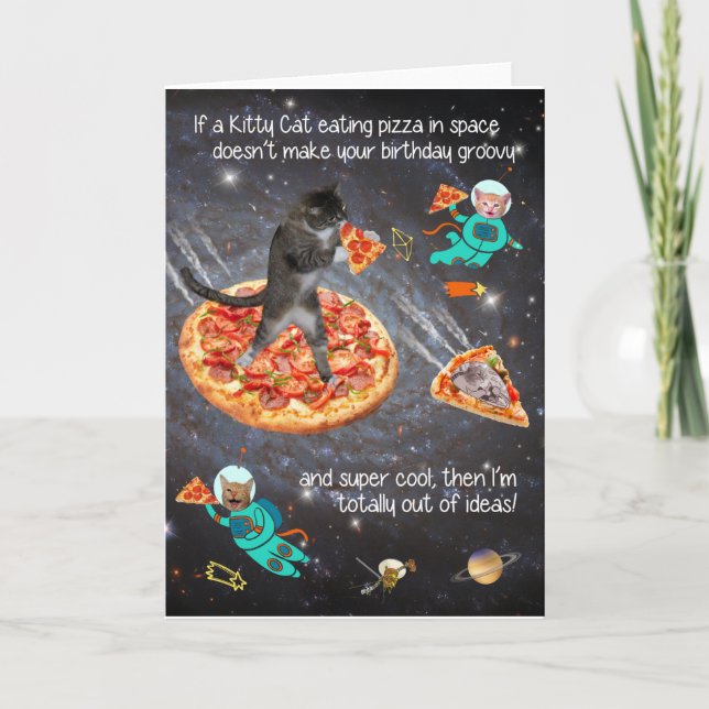 Lusnykatten Etat Pizza Birthday Greeting Card Kort (Framsida)