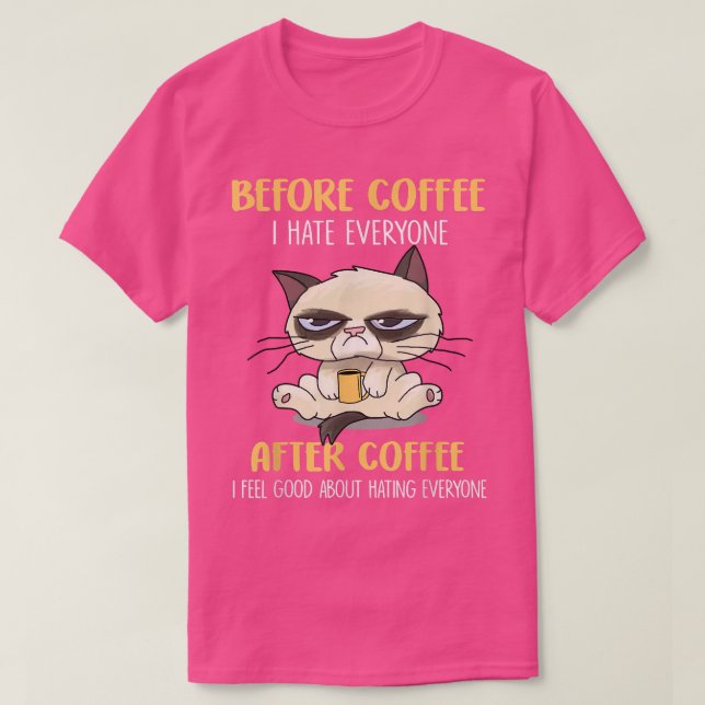 Lusnykatten grumpy före kaffe... jag hatar alla.. t shirt (Design framsida)
