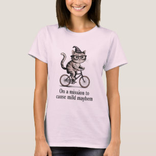 Lusnykatten på Bike - Vintage Mischievous Kattunge T Shirt